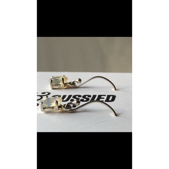 Sterling Silver 925 and Ethopian Fire Opal Teardrop Drop Hook Earrings Opal Gems - Picture 8 of 10